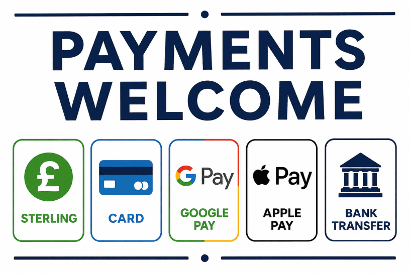 Secure payment options for Redline Travel private hire taxis and minibuses in Barnsley